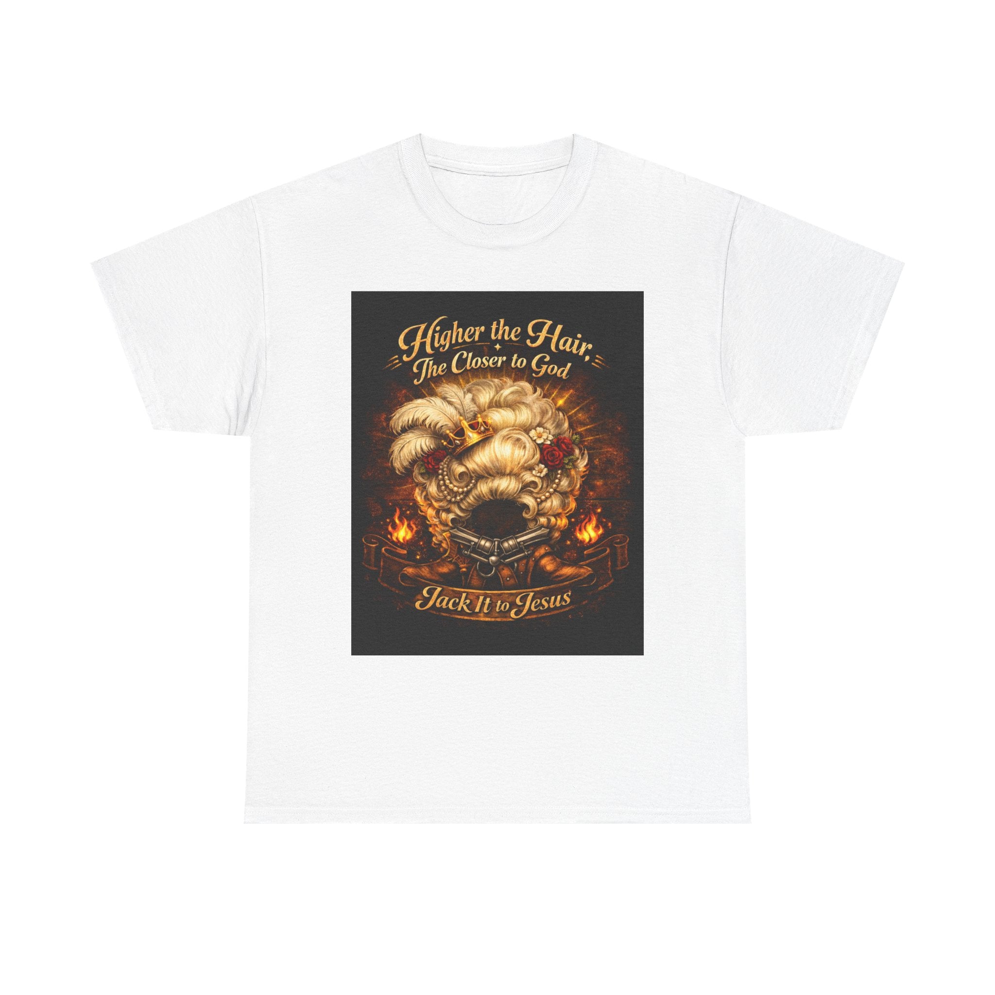 Religious Sheep Tee — "Higher the Hair, the Closer to God" Christian Graphic T-Shirt