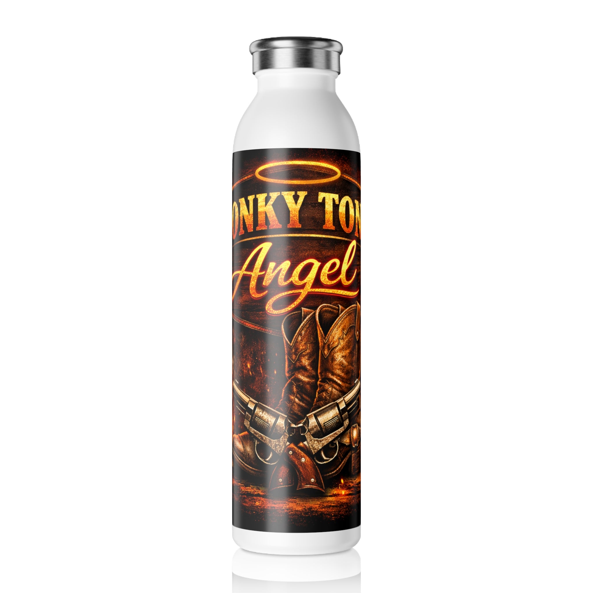 Slim Water Bottle — Honky Tonk Angel Western Cowboy Stainless Steel Bottle