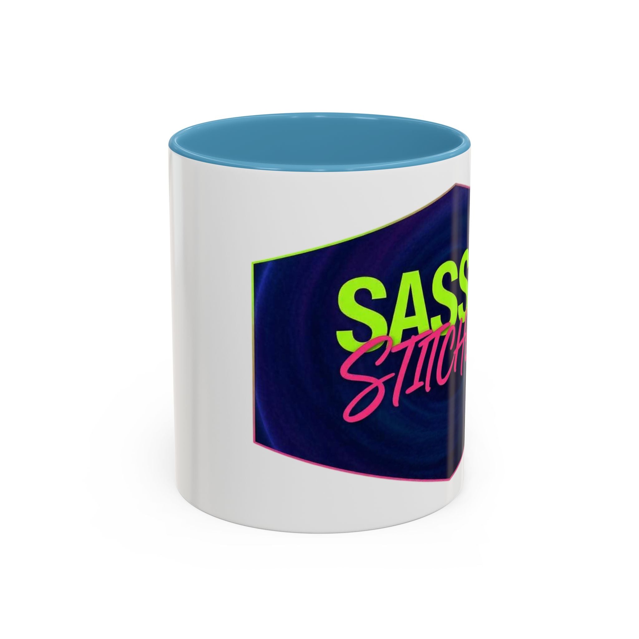Sassy Stitcher Accent Coffee Mug – Neon Retro Needlework Gift (11/15oz)
