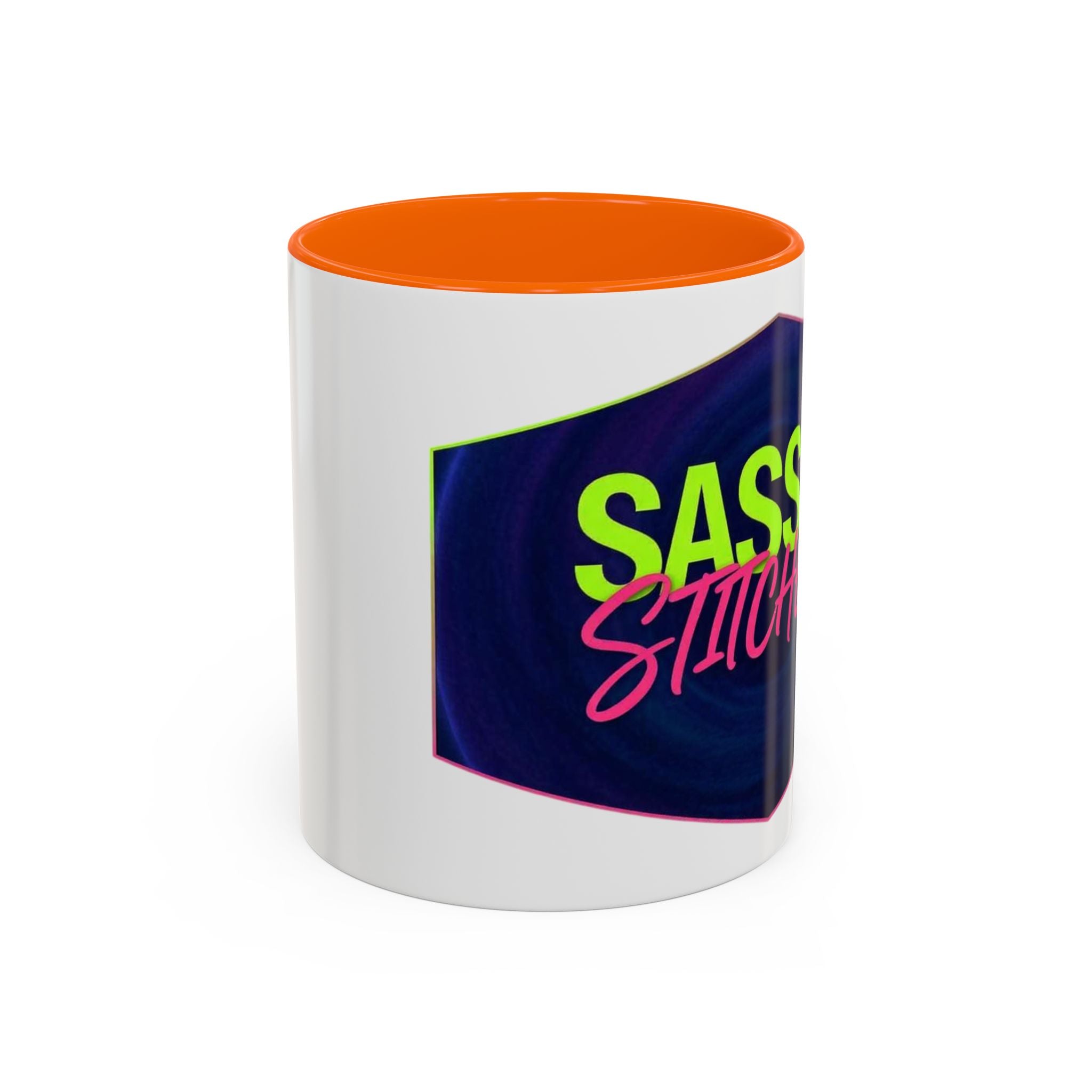 Sassy Stitcher Accent Coffee Mug – Neon Retro Needlework Gift (11/15oz)