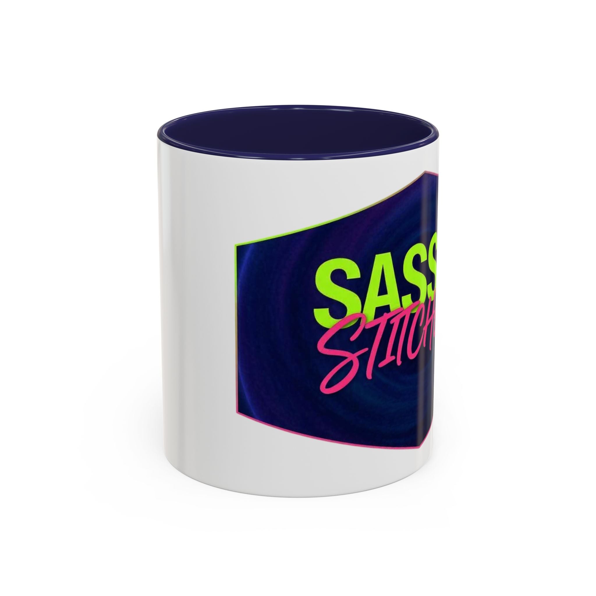 Sassy Stitcher Accent Coffee Mug – Neon Retro Needlework Gift (11/15oz)