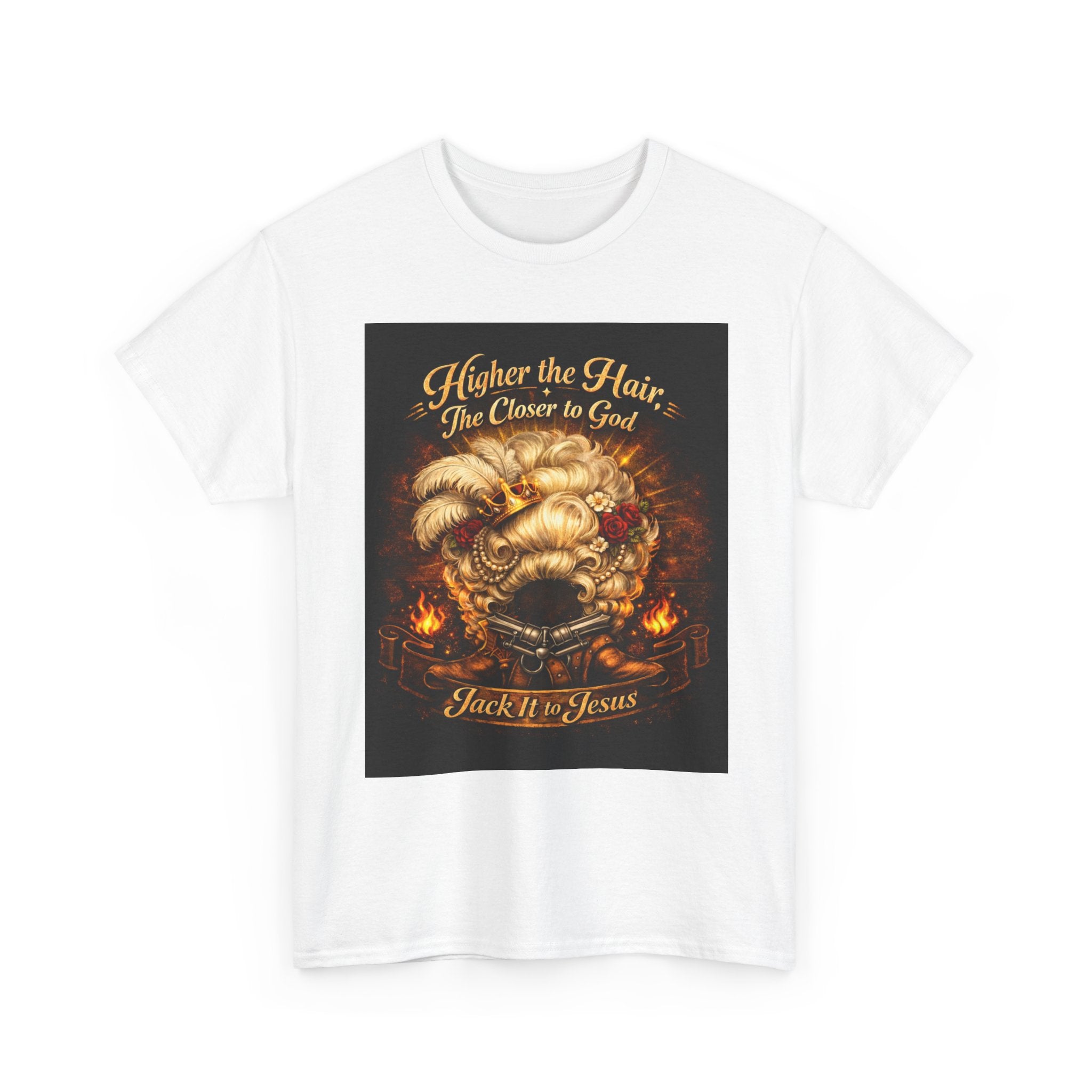 Religious Sheep Tee — "Higher the Hair, the Closer to God" Christian Graphic T-Shirt