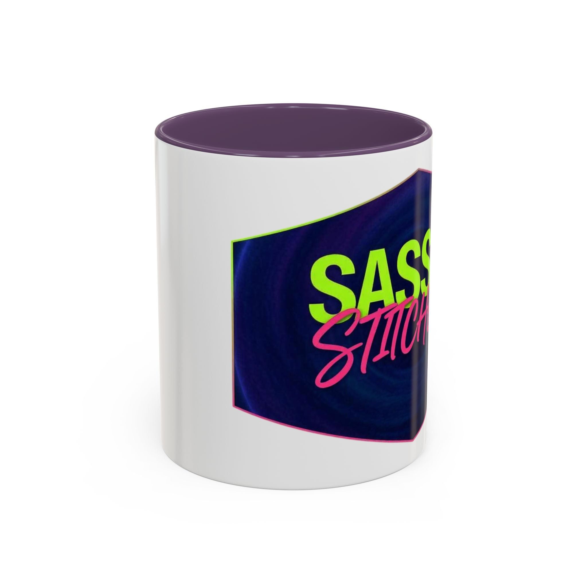 Sassy Stitcher Accent Coffee Mug – Neon Retro Needlework Gift (11/15oz)