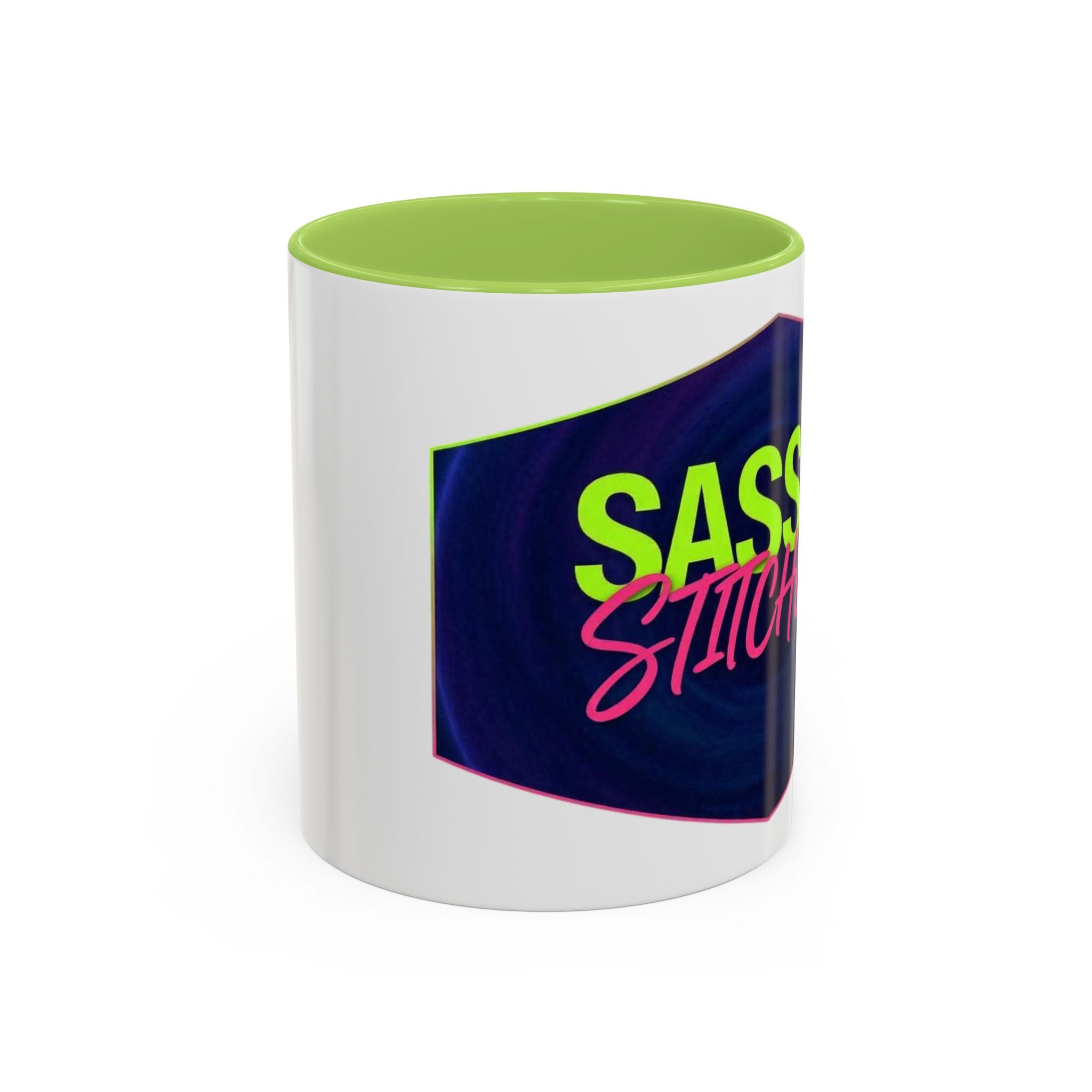 Sassy Stitcher Accent Coffee Mug – Neon Retro Needlework Gift (11/15oz)