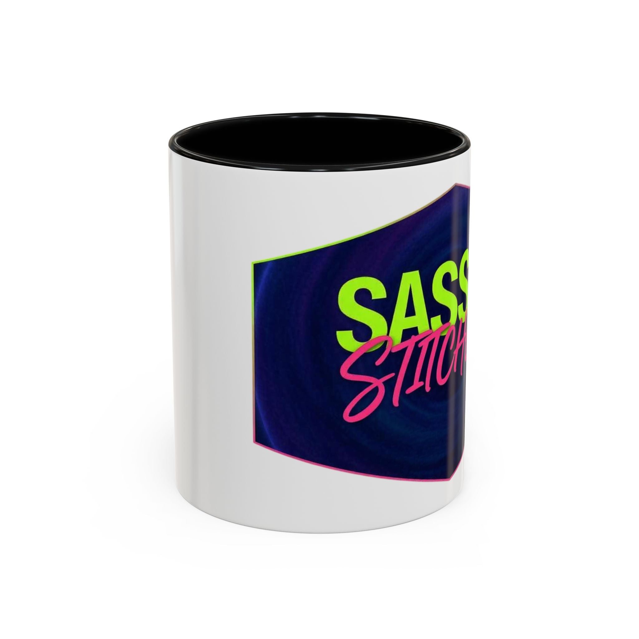Sassy Stitcher Accent Coffee Mug – Neon Retro Needlework Gift (11/15oz)