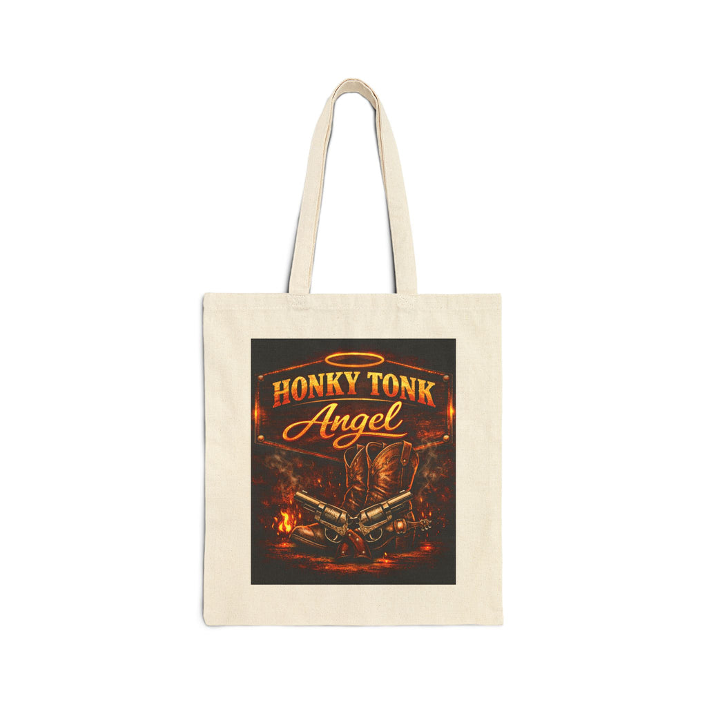 Honky Tonk Angel Canvas Tote Bag — Retro Country Music Concert Tote