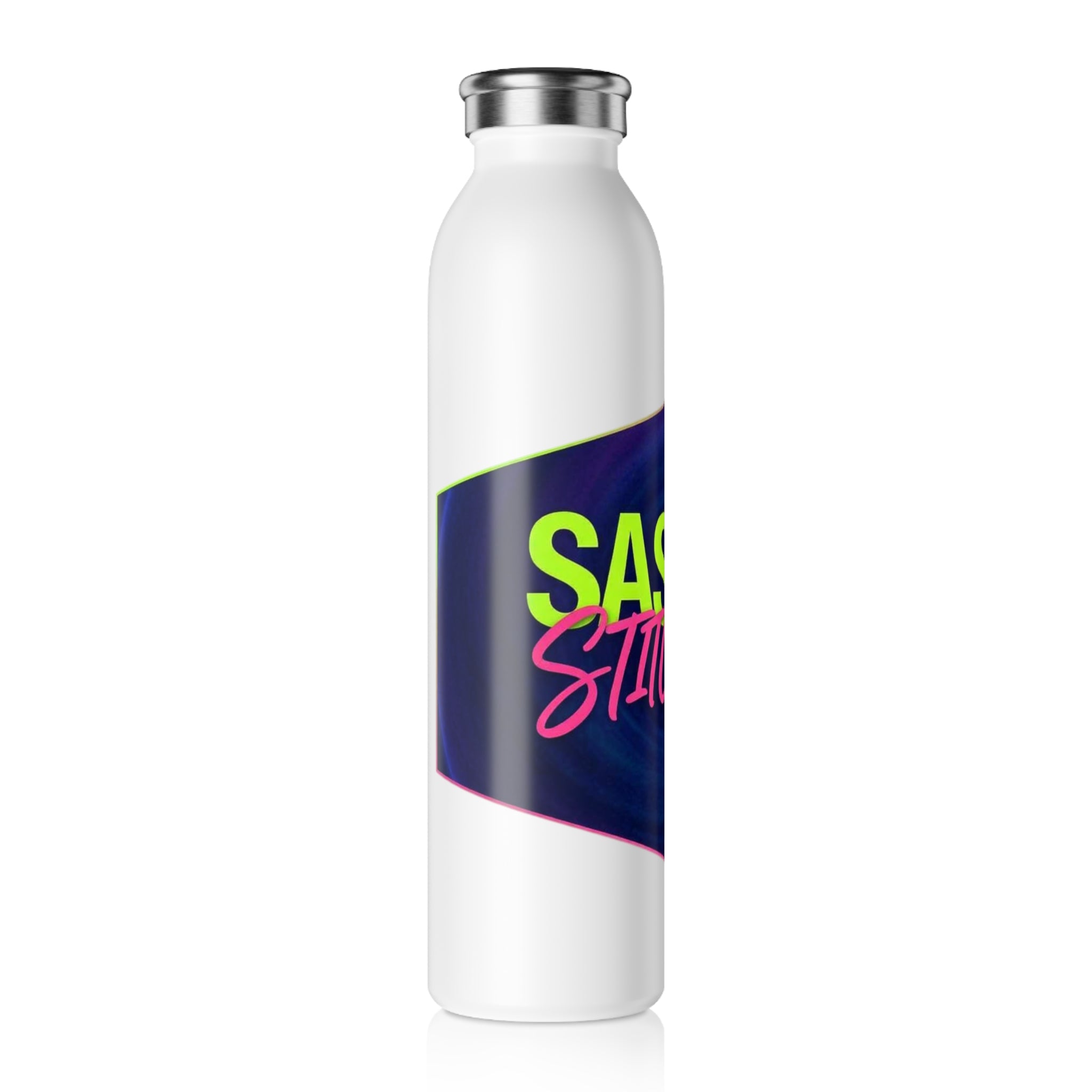 Sassy Stitcher Slim Water Bottle — Neon Retro Sewing Lover Gift
