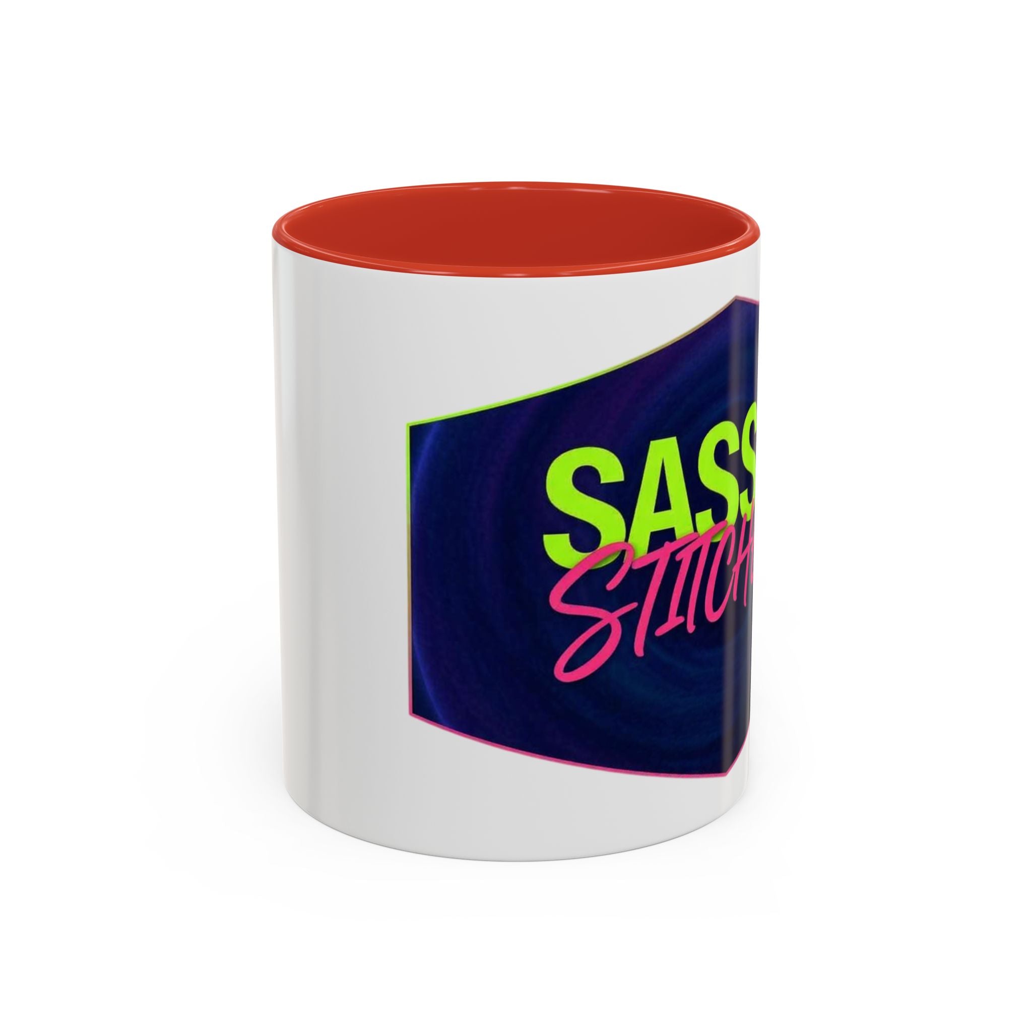 Sassy Stitcher Accent Coffee Mug – Neon Retro Needlework Gift (11/15oz)