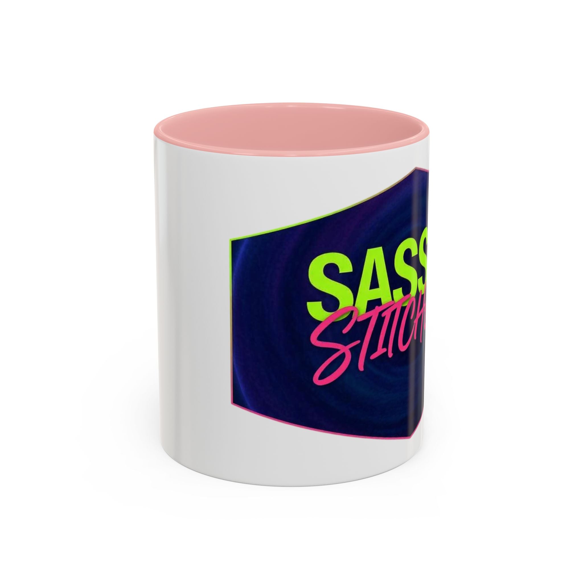 Sassy Stitcher Accent Coffee Mug – Neon Retro Needlework Gift (11/15oz)